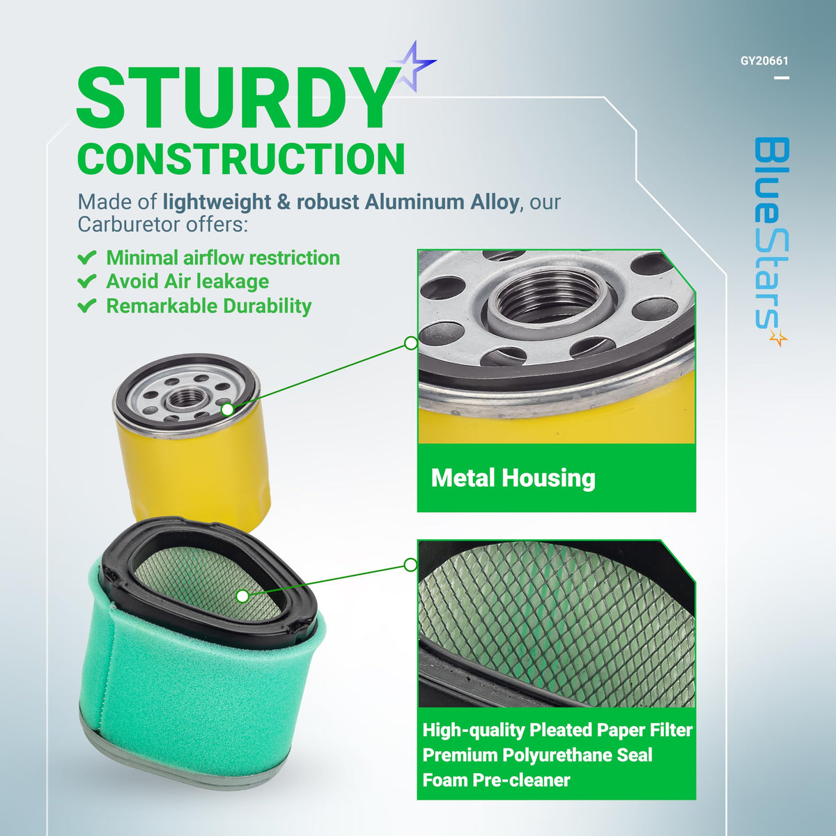 BlueStars GY20661 filter kit closeup highlighting build quality