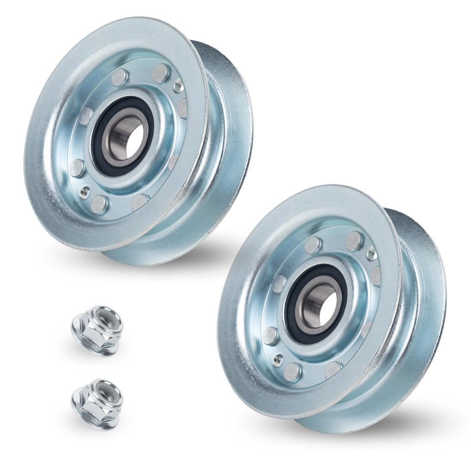 BlueStars gy22172 flat idler pulley front view enhances belt alignment on Deere decks.