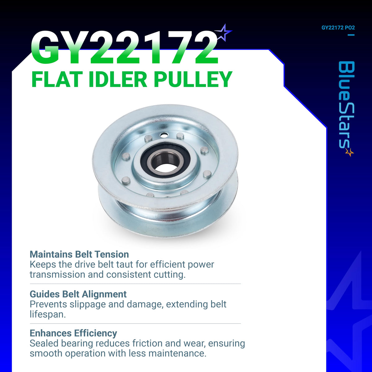 BlueStars gy22172 pulley's side view demonstrates sturdy construction for long mower life.