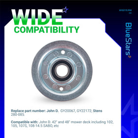 BlueStars gy22172 compatibility guide image demonstrates broad Deere model coverage.