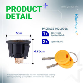 BlueStars ignition switch, 3-position 6-pin, enables precise control during ignition.