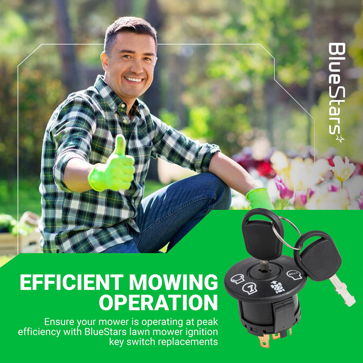 BlueStars ignition switch ABS outer shell for durable lawn equipment use