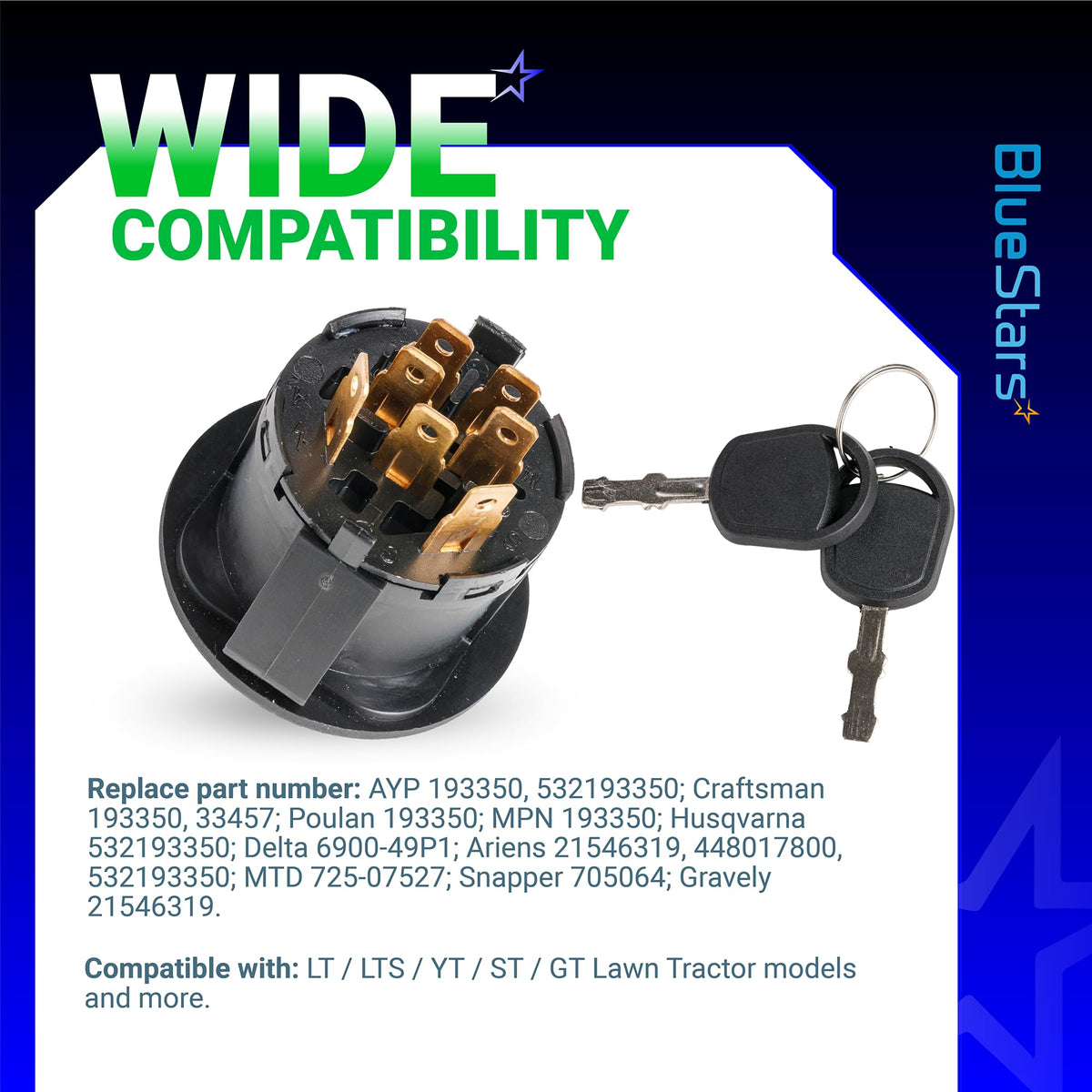 BlueStars replacement part numbers coverage for multiple brands