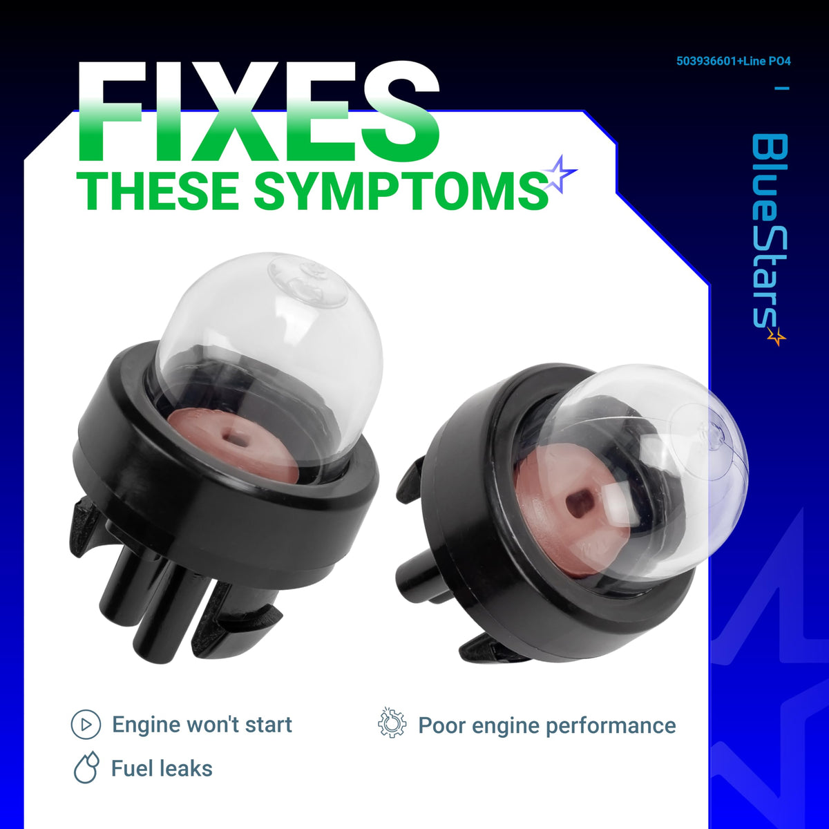 BlueStars four-pack packaging emphasizes complete replacement kit