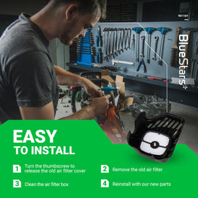 BlueStars packaging highlight including filter and cover components.