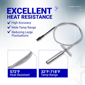 BlueStars stainless steel probe withstands up to 718°F heat.