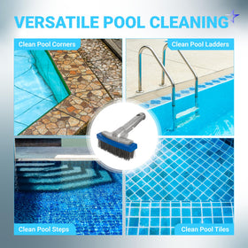 BlueStars pool brush reaches steps, ladders, edges, and corners with ease.