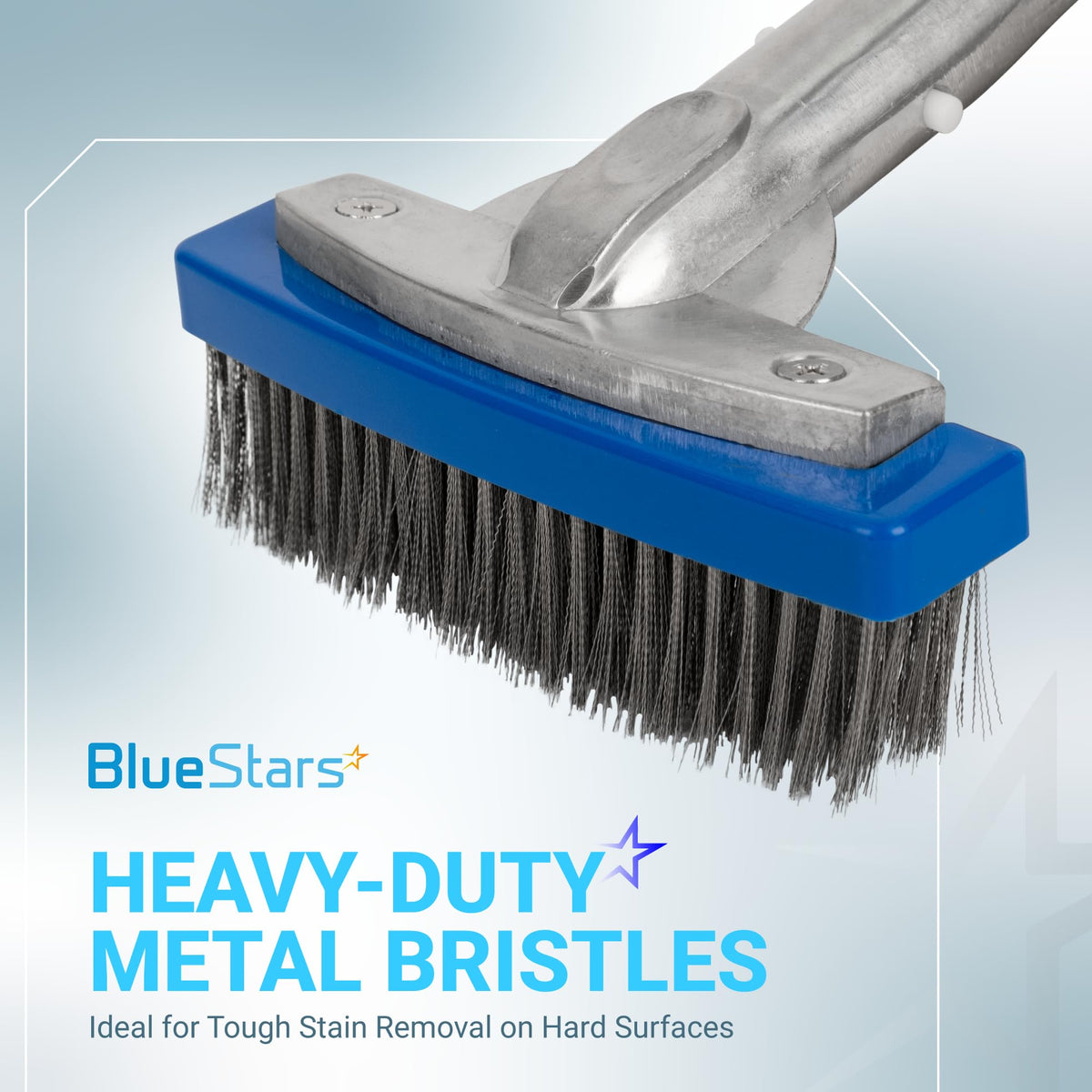 BlueStars pool brush features a sturdy back design for thorough scrubbing.