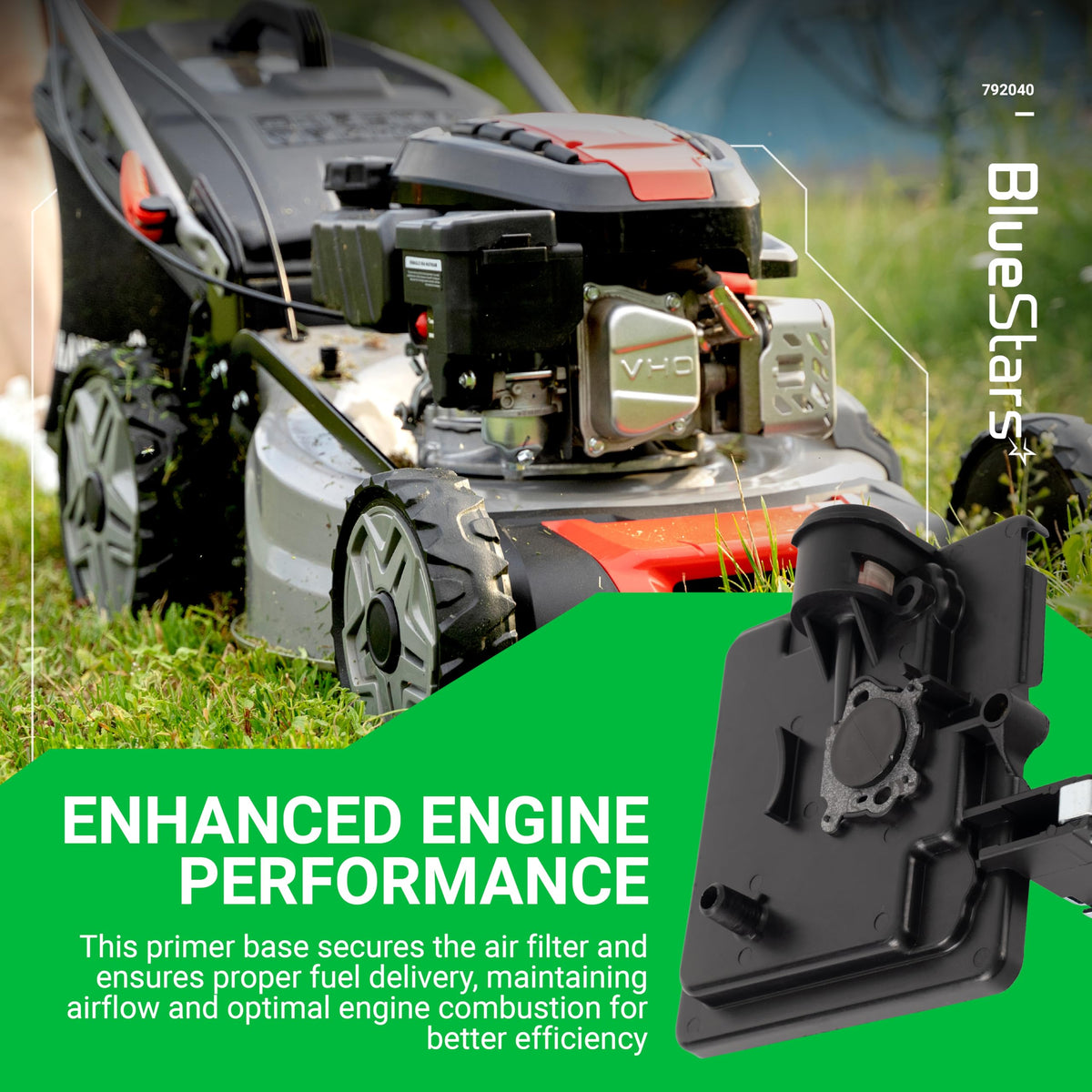 BlueStars primer base side view highlights broad 122000 BS engine compatibility.