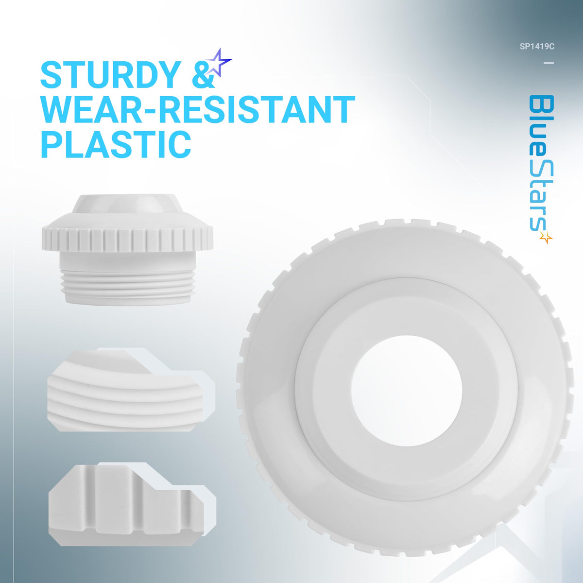 BlueStars SP1419C durable plastic construction for long-lasting fittings.