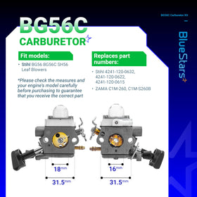 BlueStars spark plug included for reliable ignition.