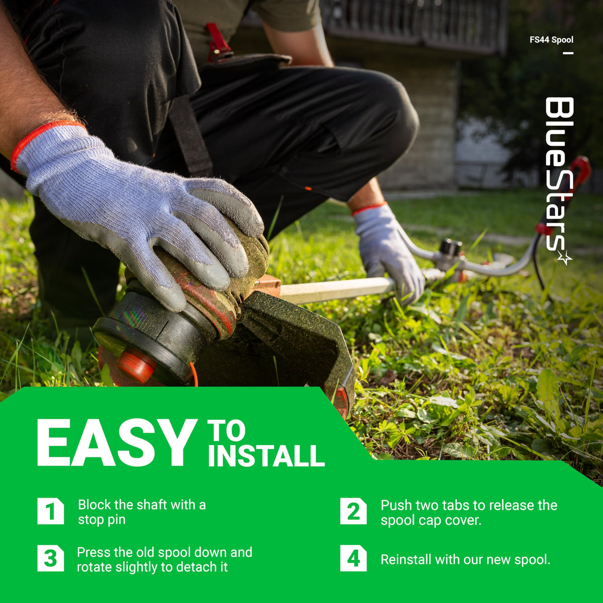 BlueStars in-use shot on a lawn edge demonstrating smooth operation