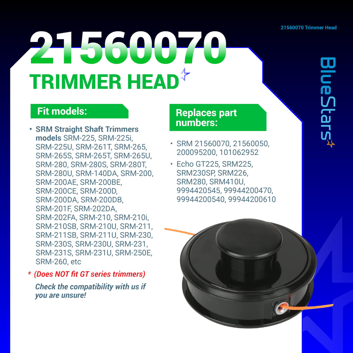 BlueStars SRM trimmer head installation view demonstrates easy mounting