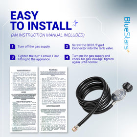 BlueStars stable-flow regulator maintains steady pressure for smooth flame.