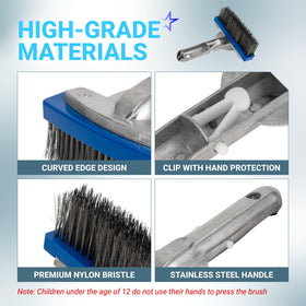 BlueStars stainless steel bristle wire pool brush for durable cleaning on concrete and gunite.