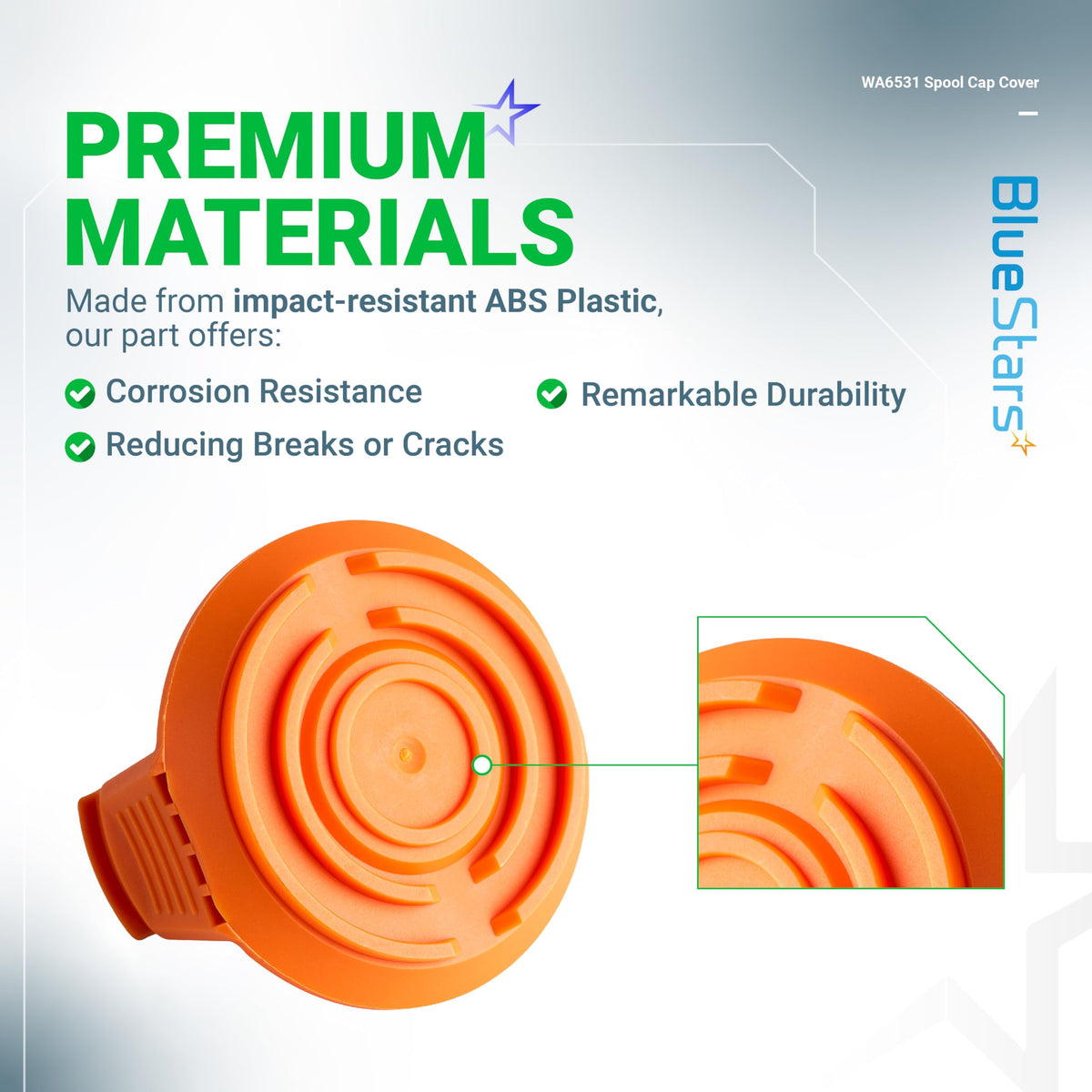 High-impact ABS material highlights durability of BlueStars cap cover