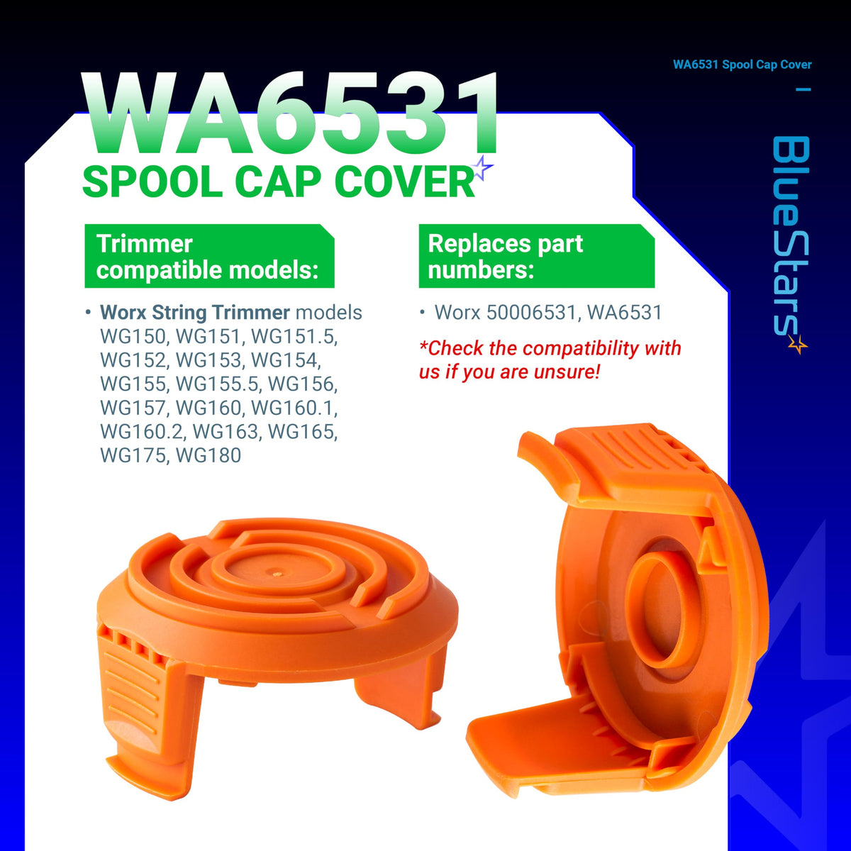 Packaging image showing 4-pack of BlueStars spool caps