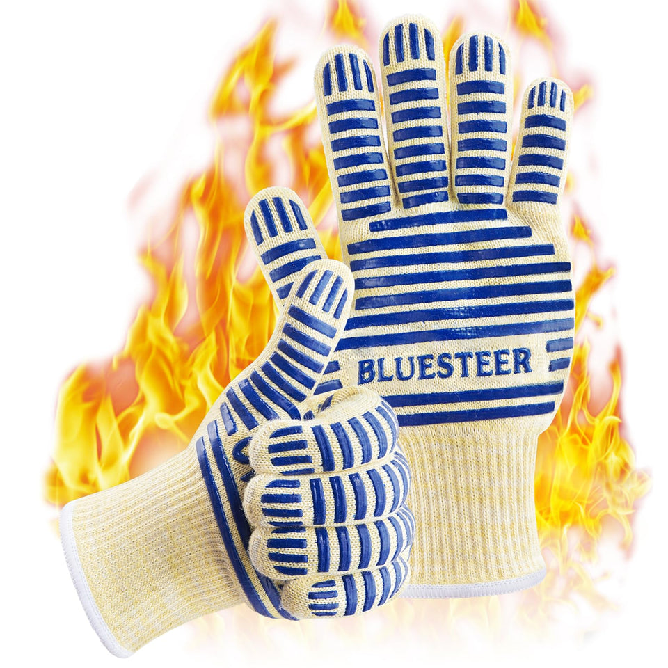 BLUESTEER Oven Gloves, heat resistance up to 540°F for safe handling.