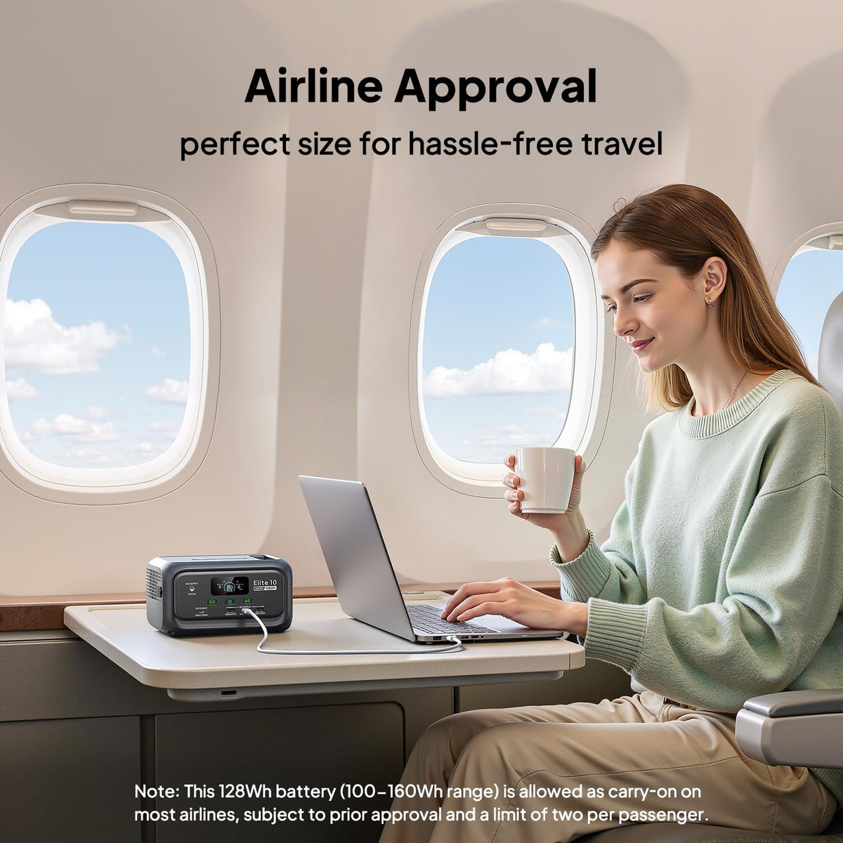 BLUETTI Elite 10 Mini airline approval icon indicating carry-on suitability