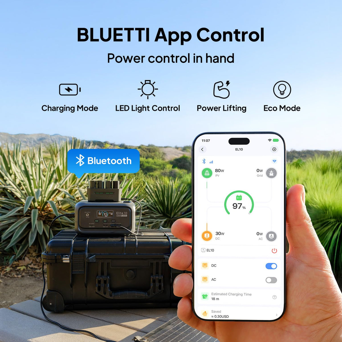 BLUETTI Elite 10 Mini solar recharge setup ready for off-grid use