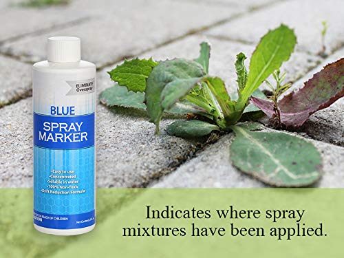 Closeup of Bluewater spray marker shows fast-drying blue dye for clean turf lines.