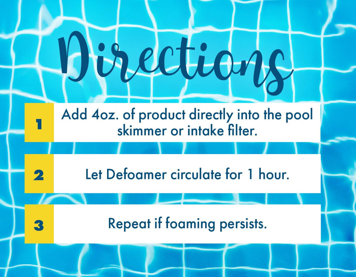 Bluewater Chemgroup pool-defoamer measuring cup shows easy dosage