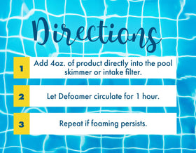 Bluewater Chemgroup pool-defoamer measuring cup shows easy dosage