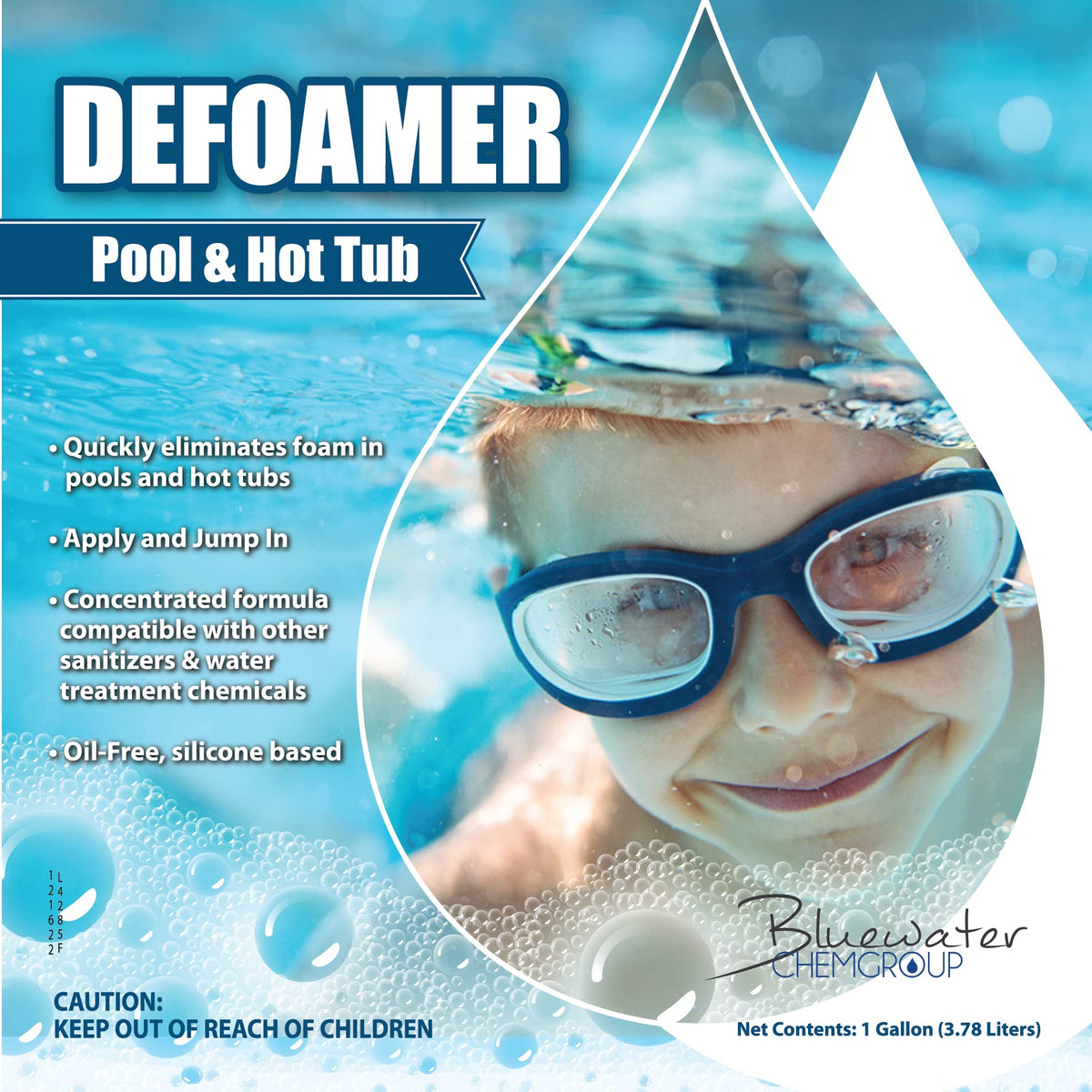 Bluewater Chemgroup pool-defoamer in-use dispenser for immediate application