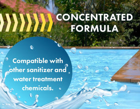 Bluewater Chemgroup pool-defoamer poolside display ready for water treatment