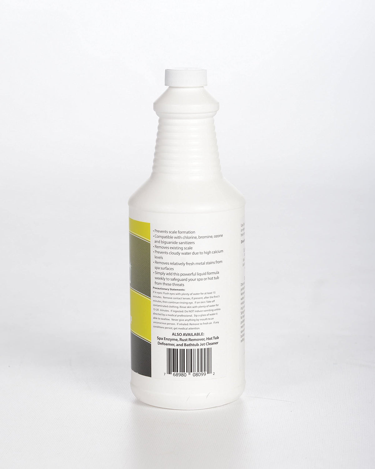 Bluewater Spa Scale Remover used on filter housing to remove mineral stains.