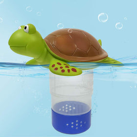 Blufree chlorine floater with turtle design distributes chlorine evenly for a ready pool.