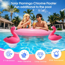 Blufree collapsible flamingo chlorine floater for compact storage