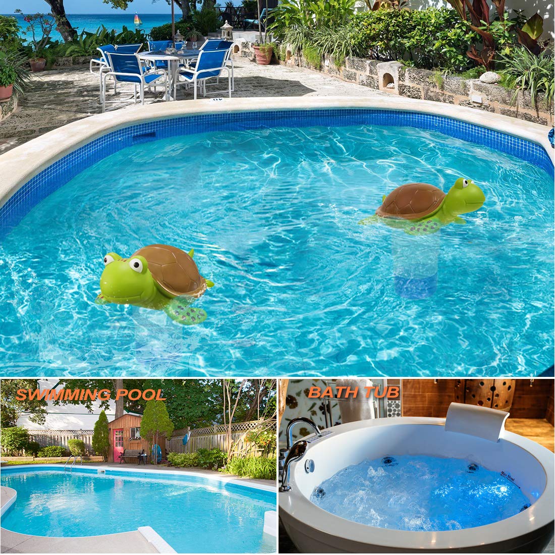 Blufree cute turtle pool decor float adds fun while covering chlorine needs.
