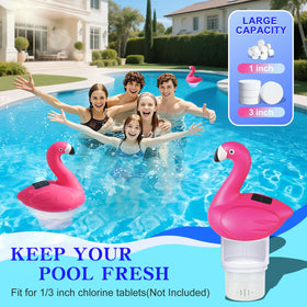 Blufree flamingo chlorine floater glows at night for visibility