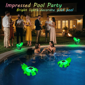 Blufree Frog LED glow lights up the pool at night for ambience.