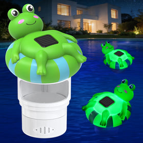 Blufree Frog Solar Chlorine Floater floats, evenly distributing tablets for balanced water.