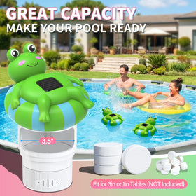 Blufree Pool Floater with large opening enables easy tablet refills.