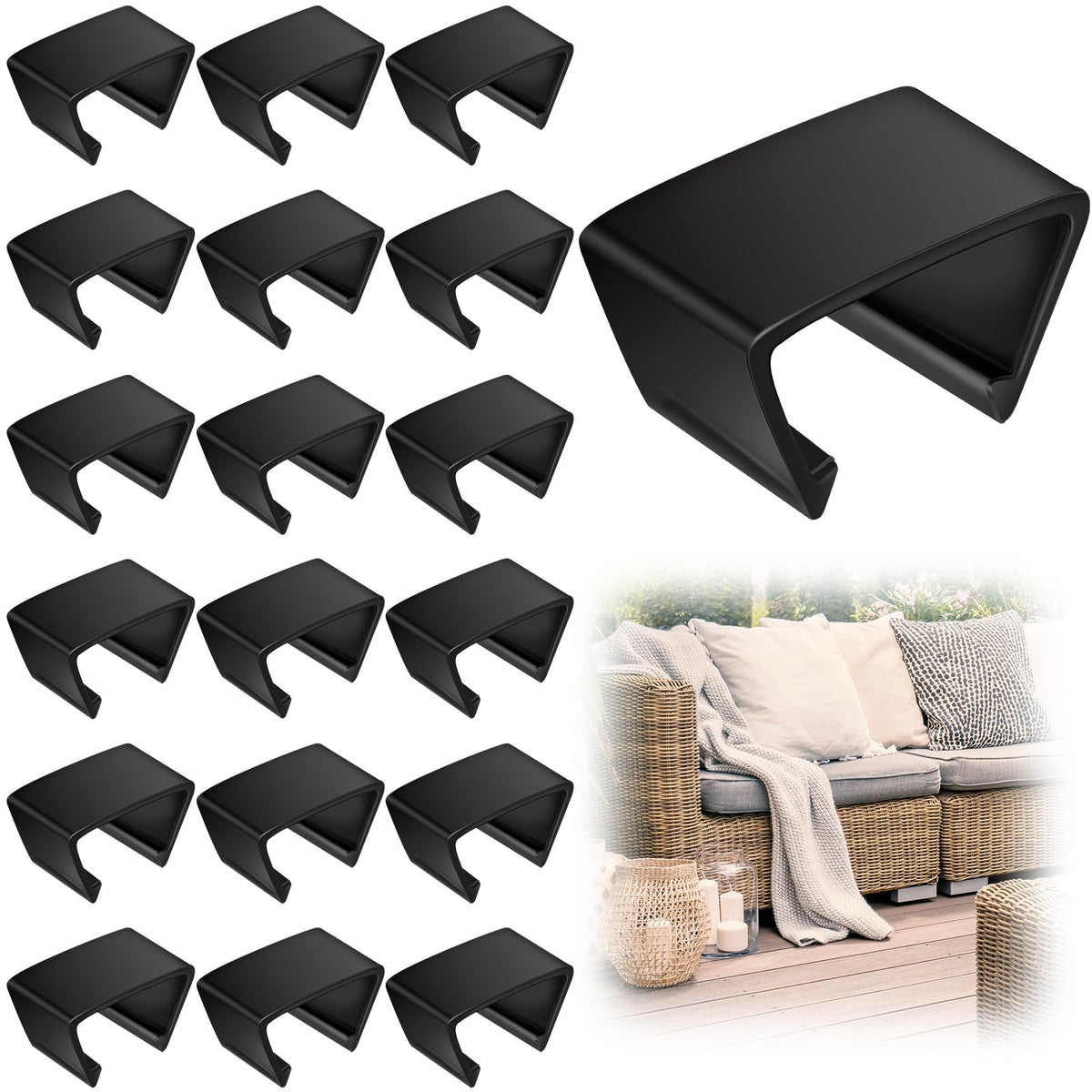 Blulu 16pcs outdoor clips securely connect patio furniture for modular sets.