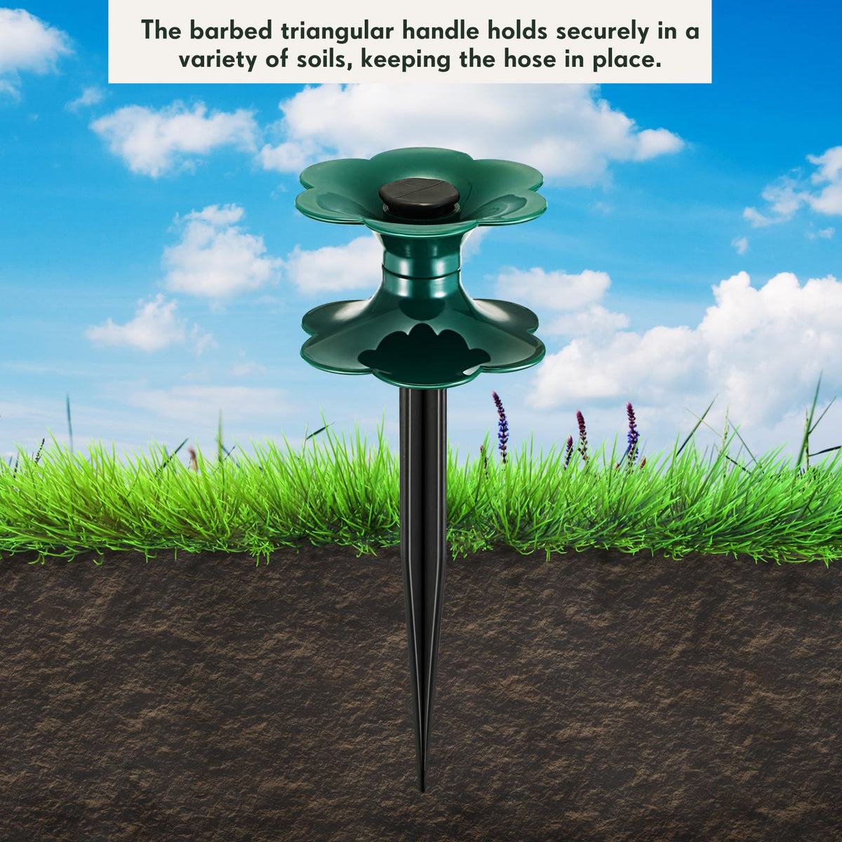 Blulu hose-spike keeps hose out of flower bed protecting plants