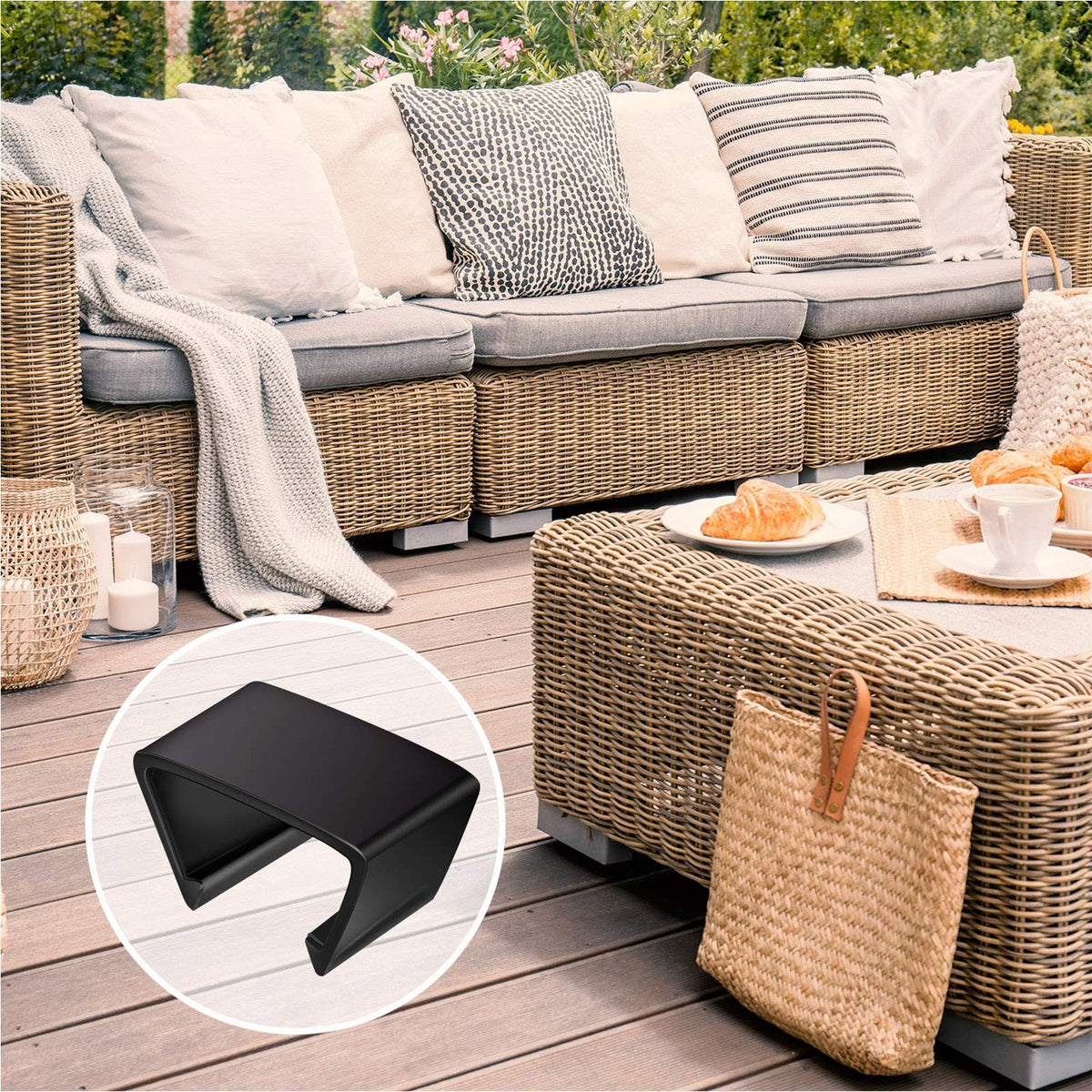 Blulu modular couch connectors secure corners for stable outdoor layouts.