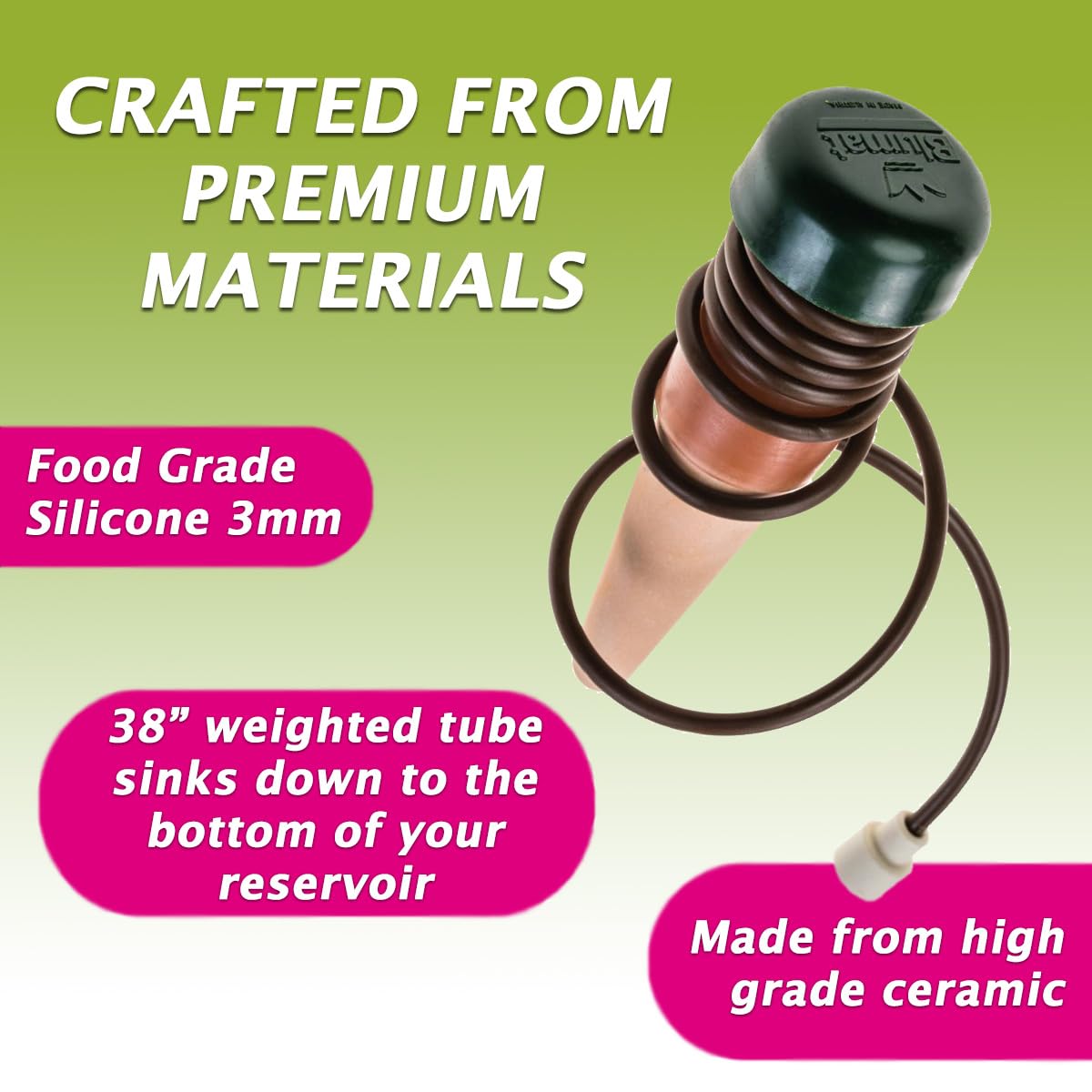 Easy installation of Blumat Classic Stakes in potting soil for self-watering.