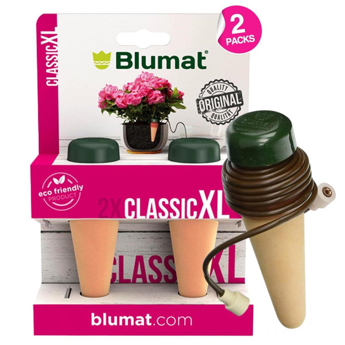 Blumat Classic XL insert with self-watering spikes enabling steady moisture for potted plants.