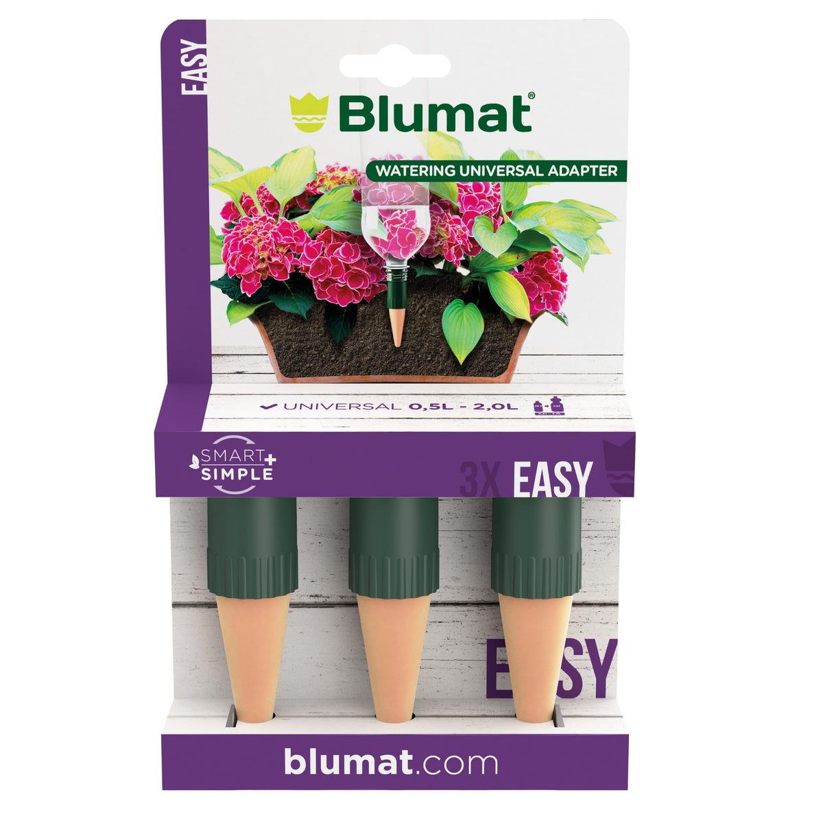 Blumat plant watering device bottle connector for easy setup and universal bottle use