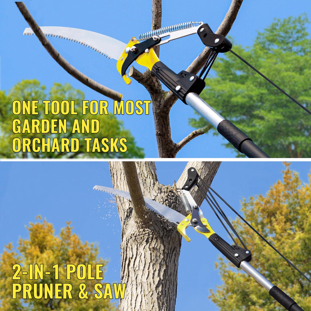 BlumeTrec 16.5 ft rope and 4-pulley system ease overhead pruning