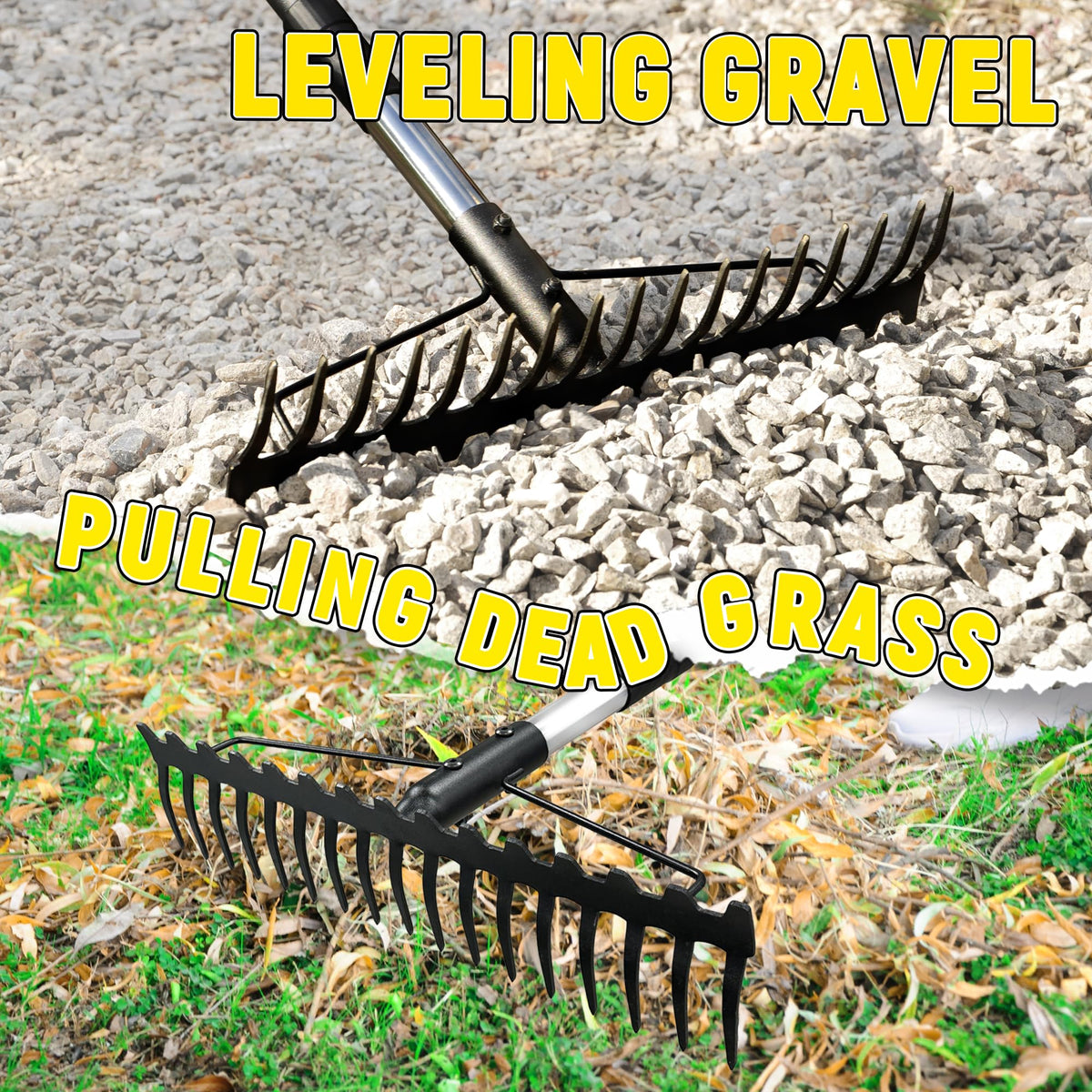 BlumeTrec Bow Rake 4in-tine-depth reaches deeper into compost and mulch.