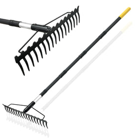 BlumeTrec Bow Rake with 68-inch handle for upright, back-friendly garden work.