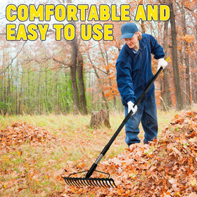 BlumeTrec Bow Rake detachable-handle offers adjustable length for user height.