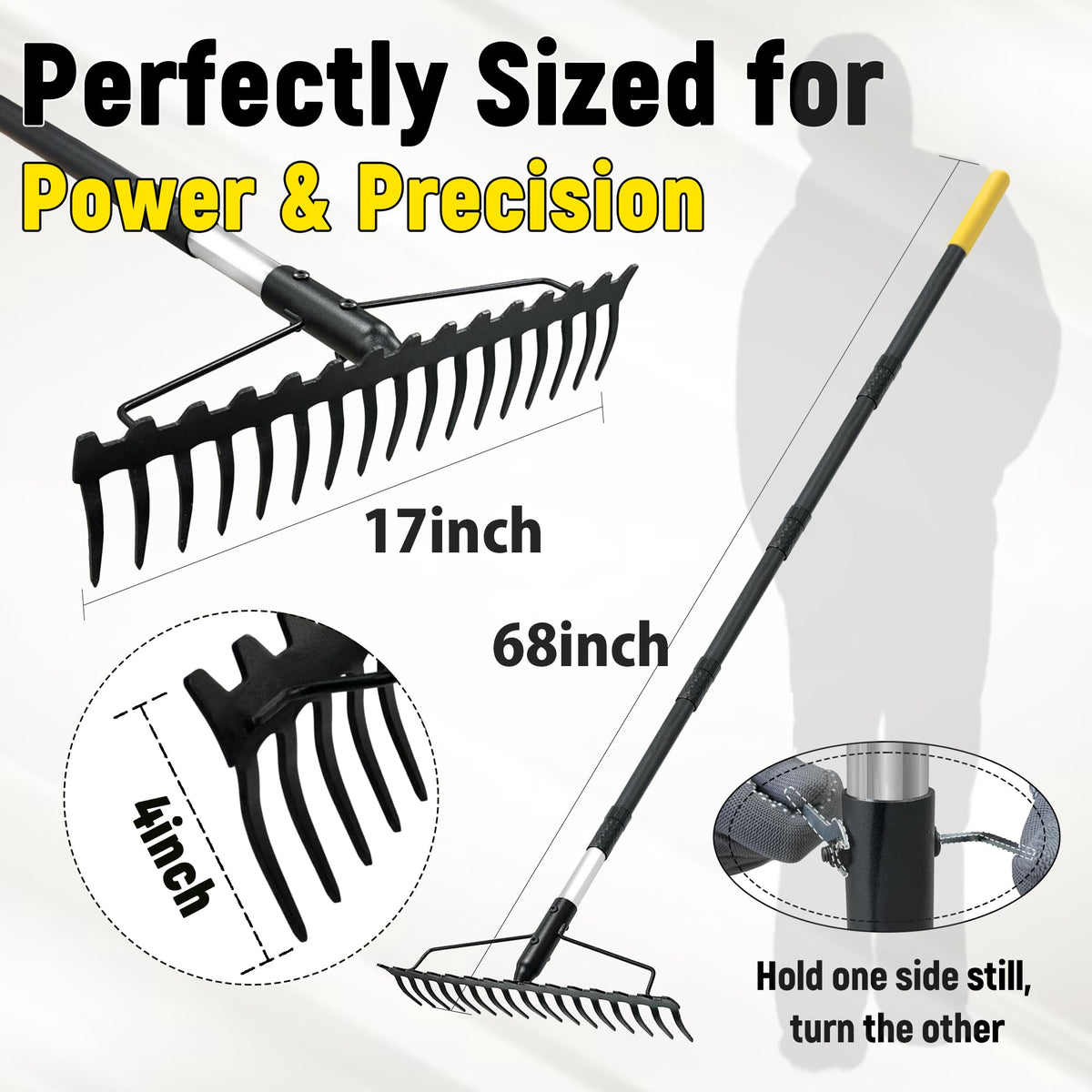 BlumeTrec Bow Rake dual-sided head for versatile soil loosening and leveling.