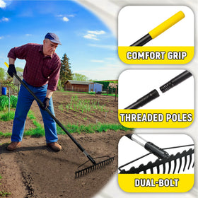 BlumeTrec Bow Rake soft-grip handle reduces fatigue during long sessions.