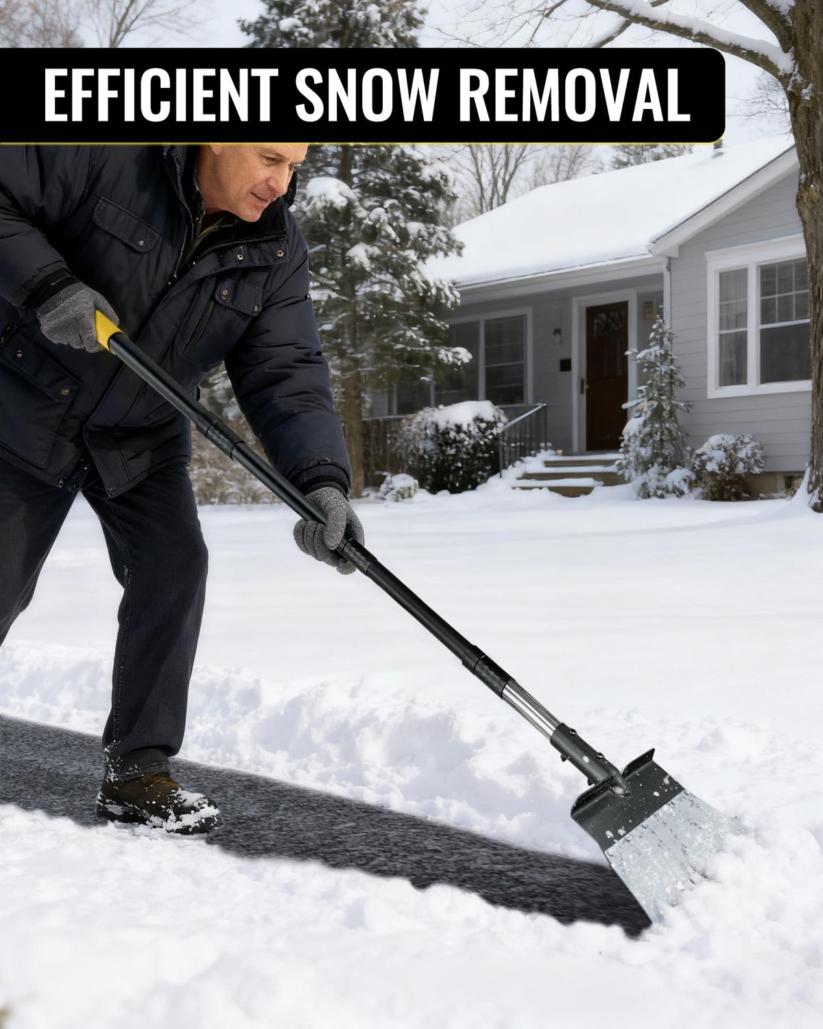 BlumeTrec flat shovel all-season use supports snow, ice, and general cleaning tasks